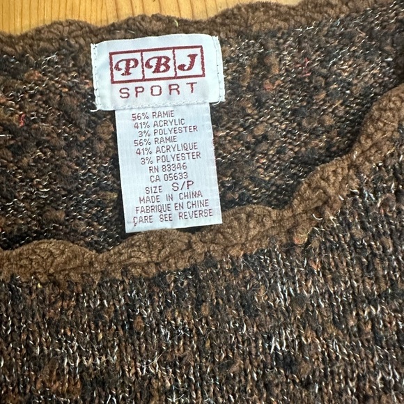 VINTAGE • PBJ SPORT • Autumn Fall Motif Embroidered Knit Long Sleeve Sweater S/M - Picture 7 of 9